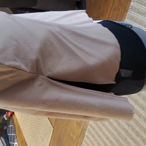 Flannel fleece poncho/wrap in a neutral toast shade. - Picture 3 of 6